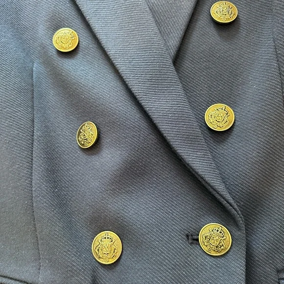 Navy Knit Double Breasted Blazer size 10 - Picture 6 of 9